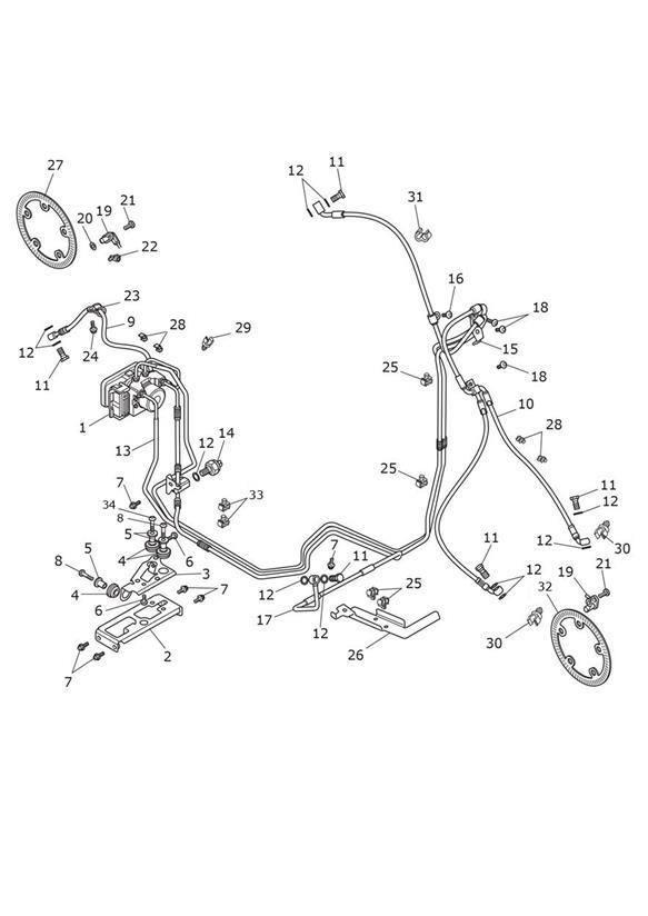 Diagram ABS Components for your 2016 Triumph Thunderbird   