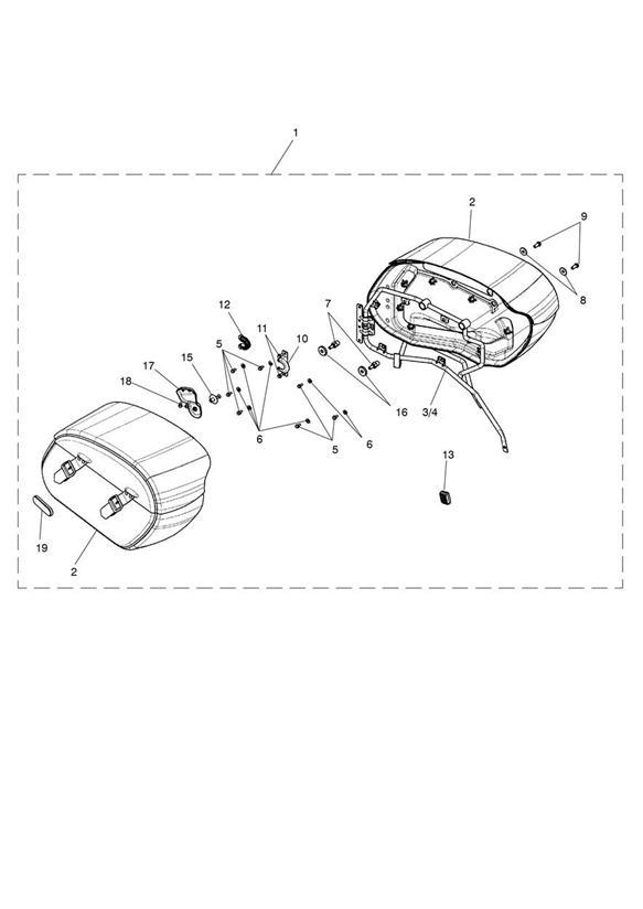 Diagram Leather Saddlebags for your 1996 Triumph Tiger   