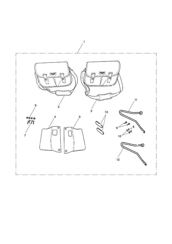 Diagram Pannier Kit, Pair, Waxed for your 2010 Triumph Bonneville  from VIN 380777/ SE 