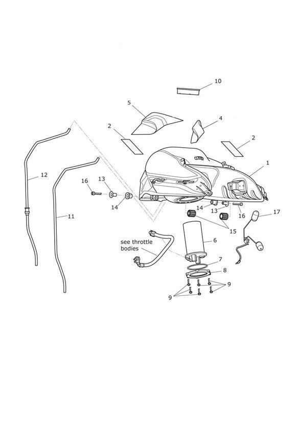 Diagram Fuel Tank, Fuel Pump & Fittings for your Triumph