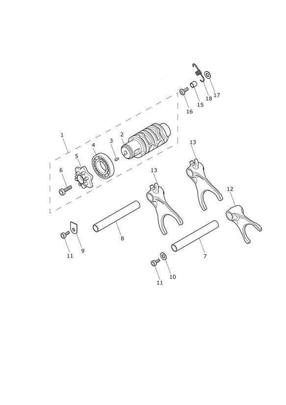 Diagram Gear Selector Drum for your 2011 Triumph Tiger   