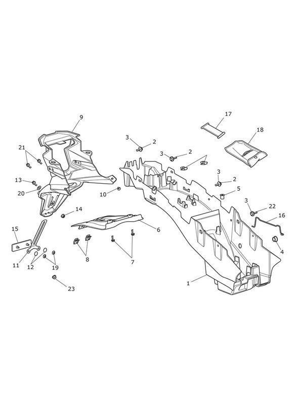 Diagram Rear Mudguard & Battery Box for your 2013 Triumph Tiger XR  