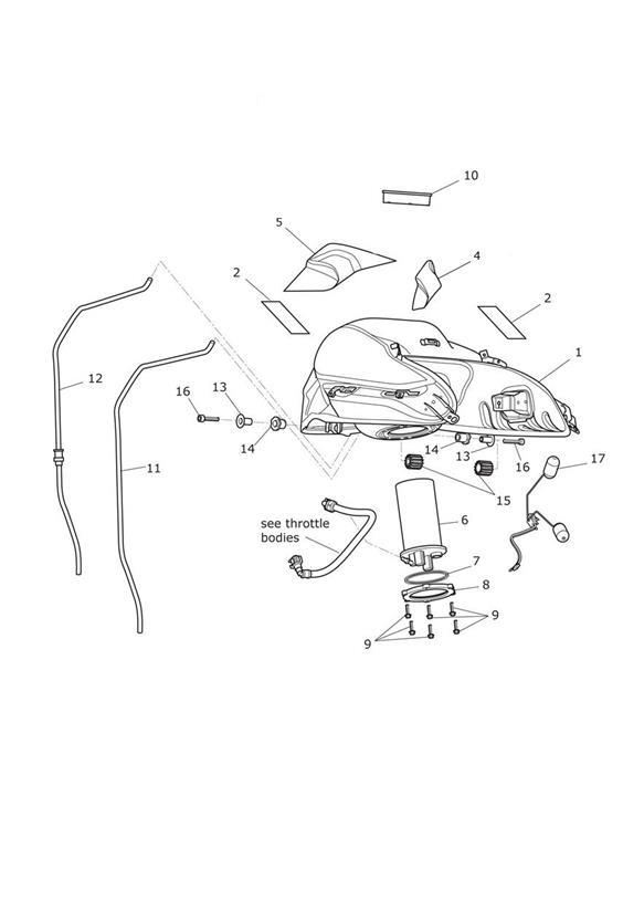 Diagram Fuel Tank, Fuel Pump & Fittings for your Triumph