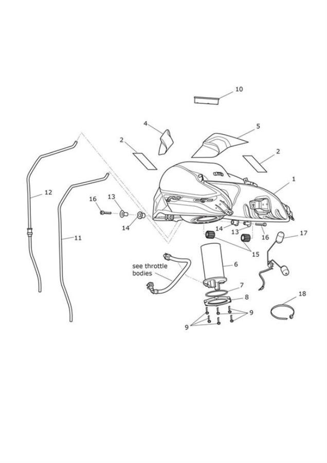 Diagram Fuel Tank, Fuel Pump & Fittings for your Triumph Tiger  