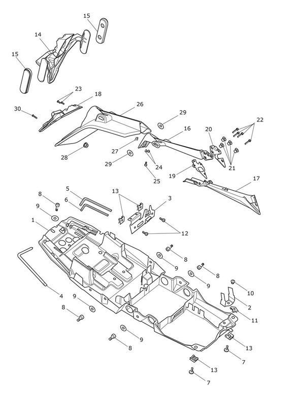 Diagram Rear Mudguard & No Plate Brkt for your Triumph Daytona  