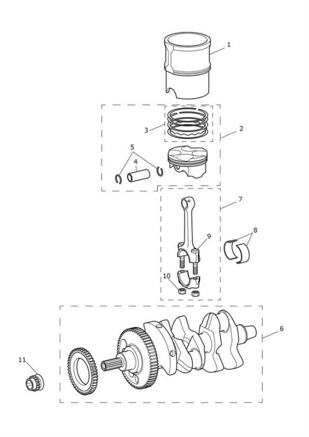 Diagram Crankshaft, Connecting Rods, Pistons & Liners for your Triumph