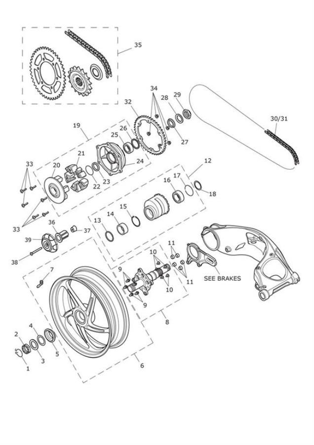 Diagram Rear Wheel & Final Drive for your Triumph