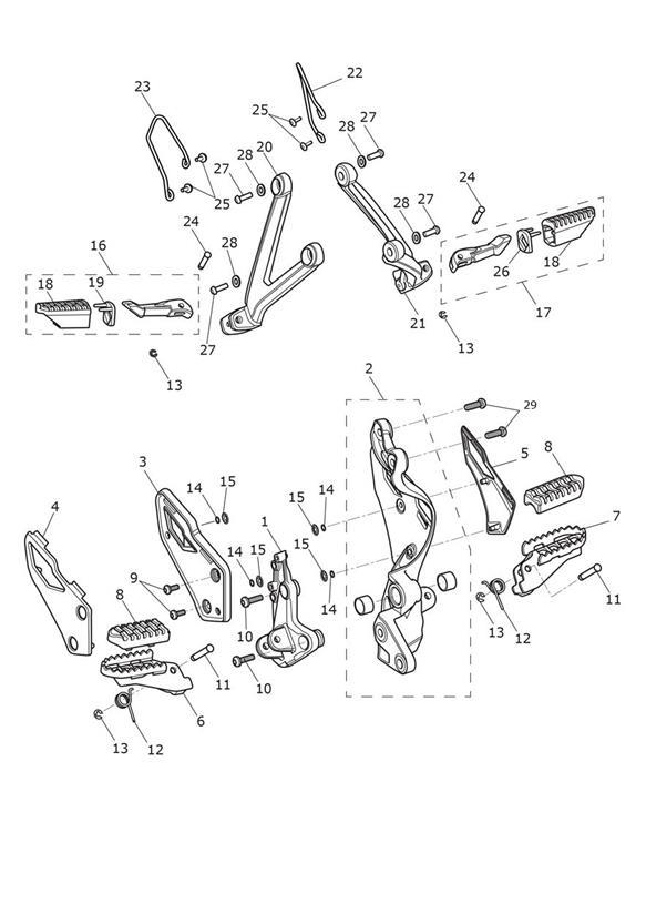 Diagram Footrests & Mountings for your Triumph Tiger  