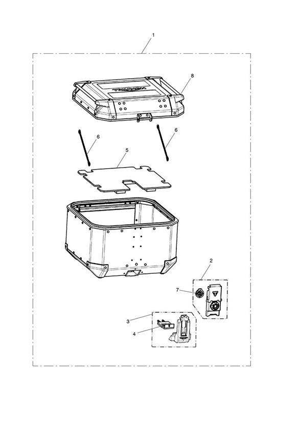 Diagram Top Box, Aluminium, Silver for your 2015 Triumph Tiger  EXPLORER XR 