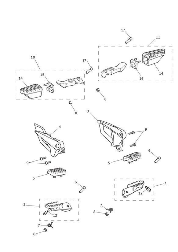 Diagram Footrests & Mountings for your Triumph Tiger  