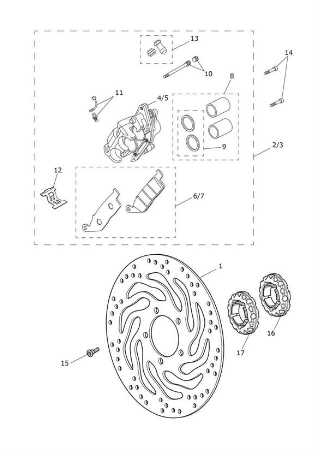 Diagram Front Brake Caliper & Disc for your 2017 Triumph Bonneville   