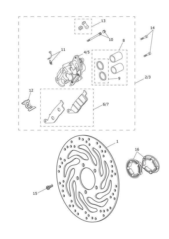 Diagram Front Brake Caliper & Disc for your 2017 Triumph Thruxton  1200 