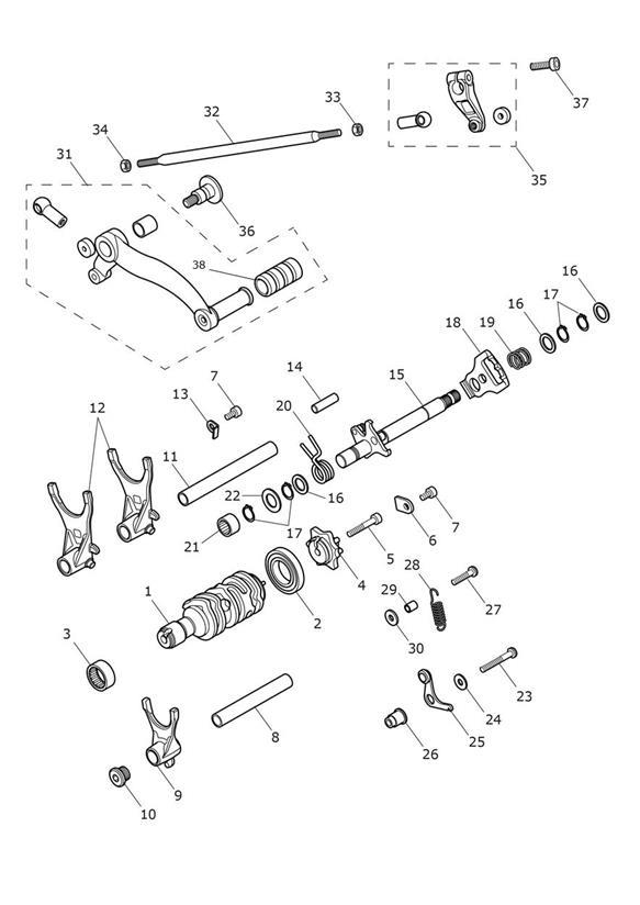 Diagram Gear Selectors & Pedal for your 2018 Triumph Thruxton  1200 R 