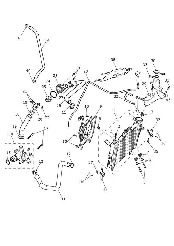 Diagram Cooling System for your 2020 Triumph Tiger   