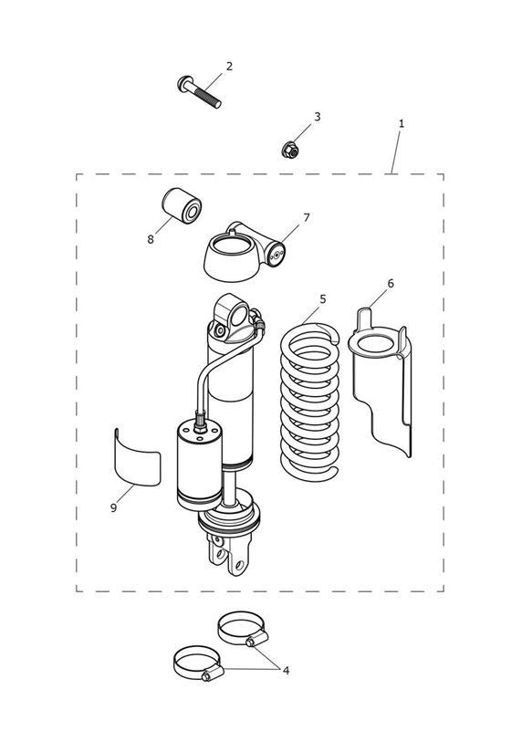 Diagram Rear Suspension Unit - N/A to Low Ride Height for your Triumph Tiger  