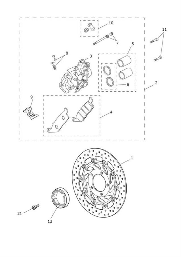 Diagram Front Brake Caliper & Disc for your 2019 Triumph Bonneville  T100 