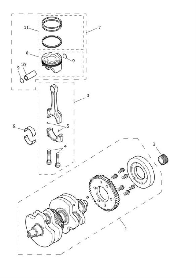Full size assembly image of Crankshaft, Connecting Rods & Pistons (1/1)
