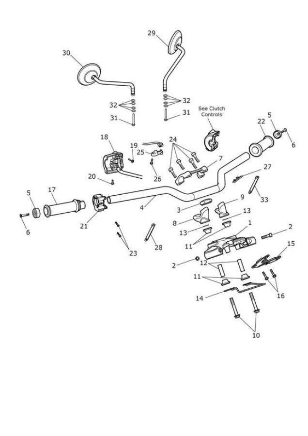 Diagram Handlebars, Top Yoke & Mirrors for your Triumph