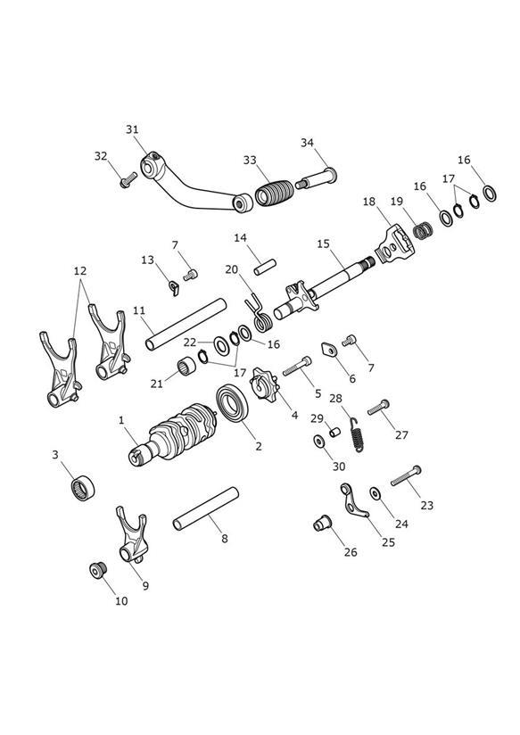 Diagram Gear Selectors & Pedal for your 2018 Triumph Street Cup   