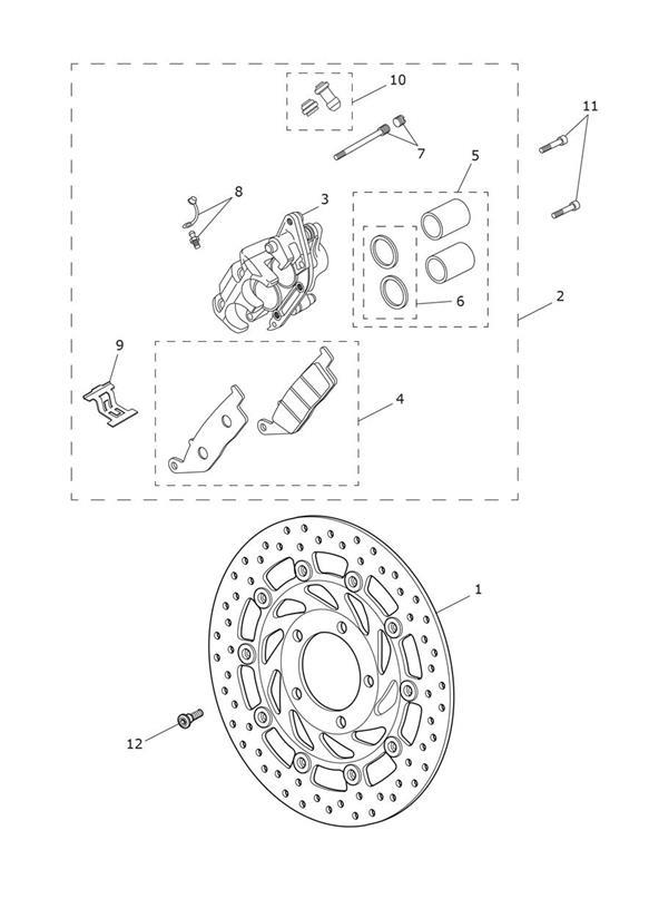 Diagram Front Brake Caliper & Disc for your 2019 Triumph Street Cup   