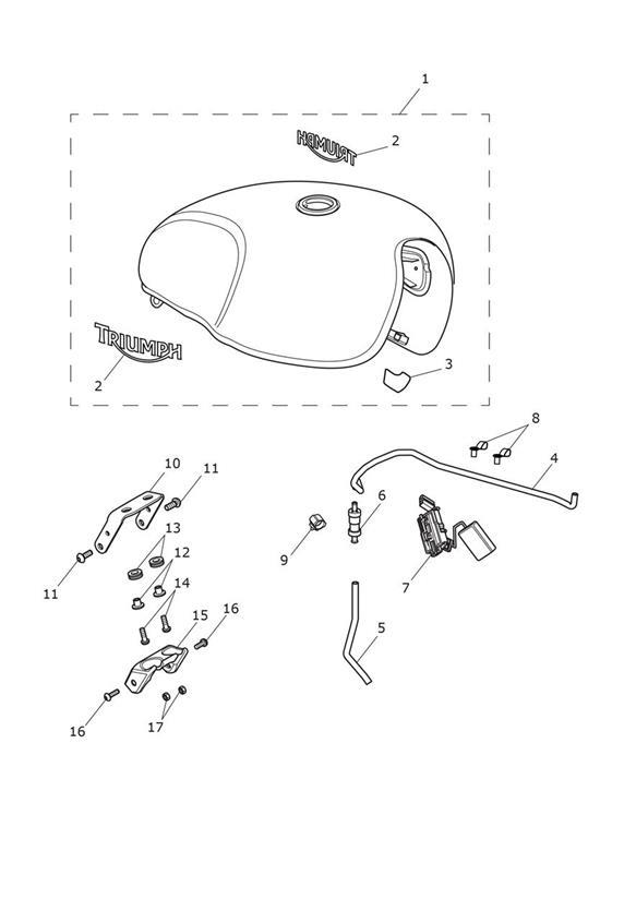 Diagram Fuel Tank for your 2017 Triumph Bonneville Bobber   