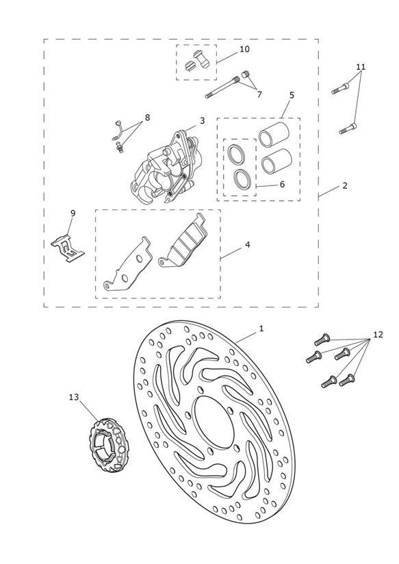 Diagram Front Brake Caliper & Disc for your 2022 Triumph Bonneville Bobber   