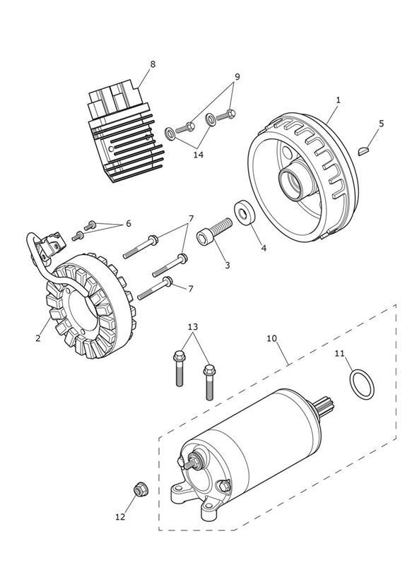 Diagram Alternator & Starter Motor for your 2022 Triumph Bonneville Bobber   