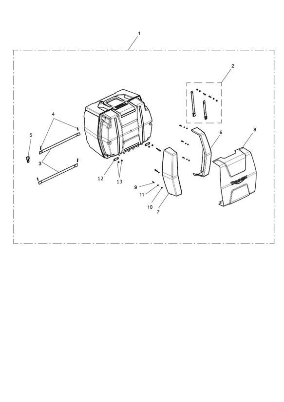 Diagram Top Box Assy Unpowered for your 2014 Triumph Tiger XC  