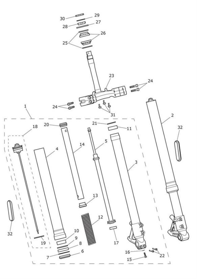 Diagram Front Forks & Lower Yoke for your 2020 Triumph Scrambler 1200   