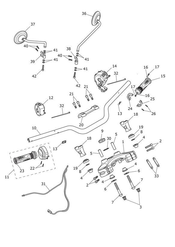 Diagram Handlebars, Top Yoke & Mirrors for your 2021 Triumph Scrambler 1200   