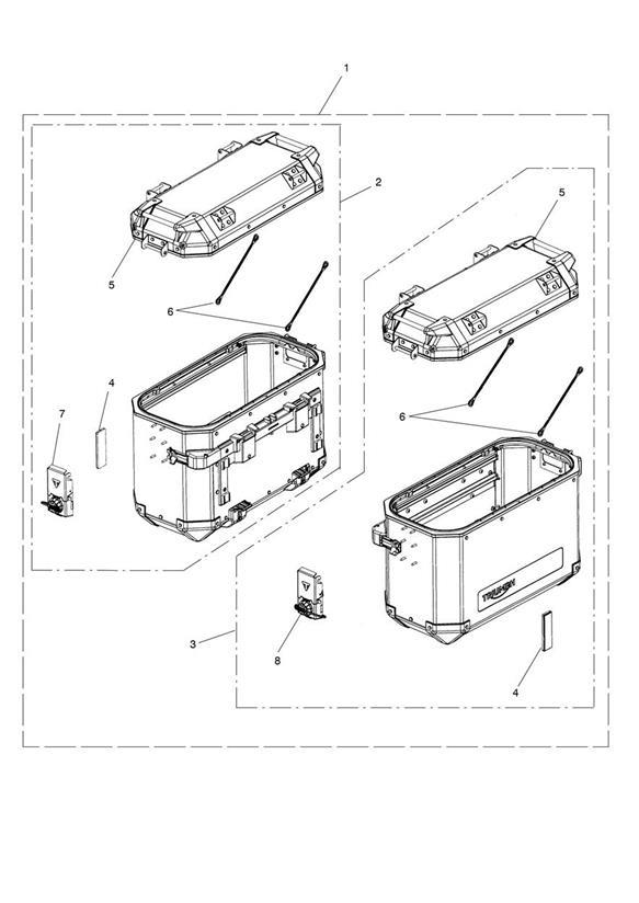 Diagram Pannier, Aluminium, Kit, Silver, KL for your 2011 Triumph Tiger XR  