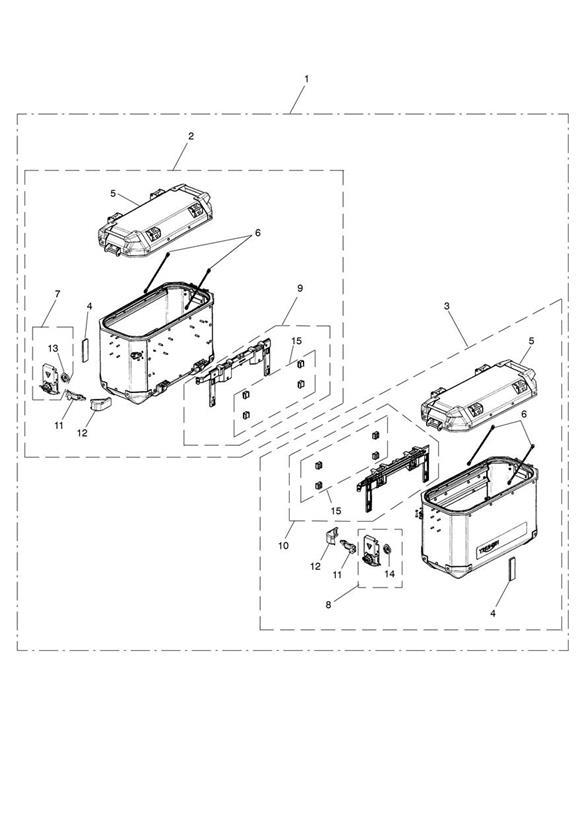 Diagram Pannier, Aluminium, Kit, Silver for your 2010 Triumph Tiger XCA  