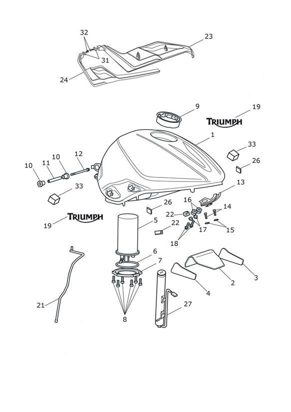 Diagram Fuel Tank, Fuel Pump & Fittings for your Triumph