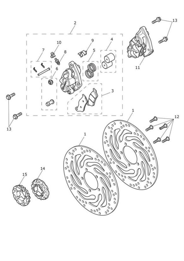 Diagram Front Brake Caliper & Disc for your 2019 Triumph Bonneville Bobber   