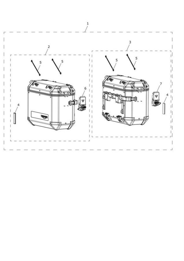 Diagram Pannier, Aluminium, Kit, Silver for your 2018 Triumph Tiger XRx  
