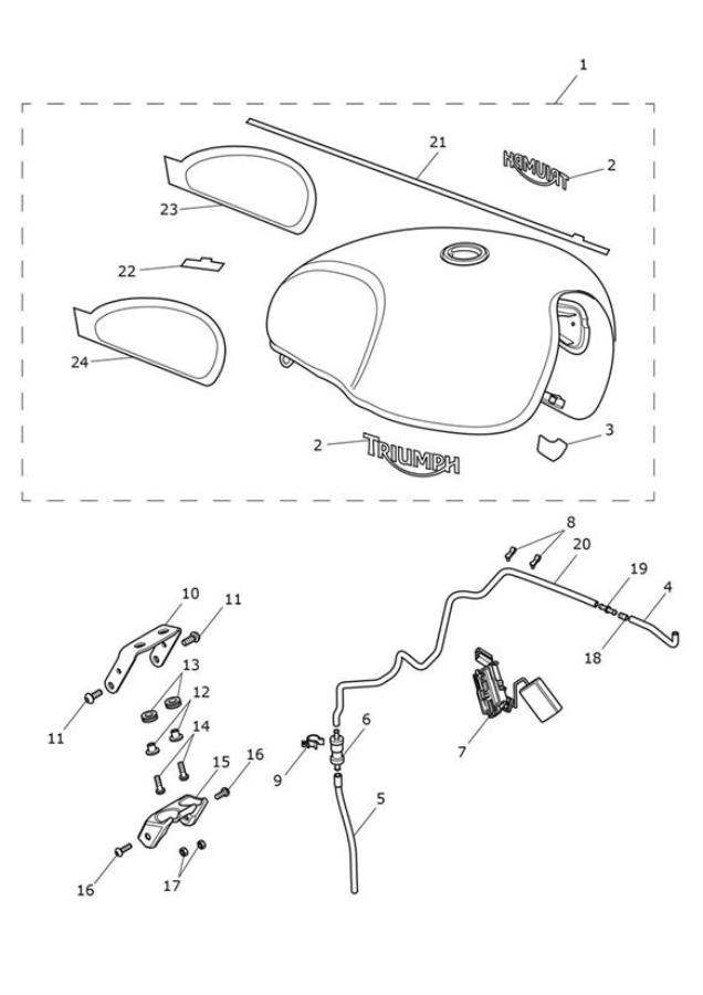 Diagram Fuel Tank - Carnival Red/Sapphire Black Bikes Only for your Triumph Bonneville Bobber  