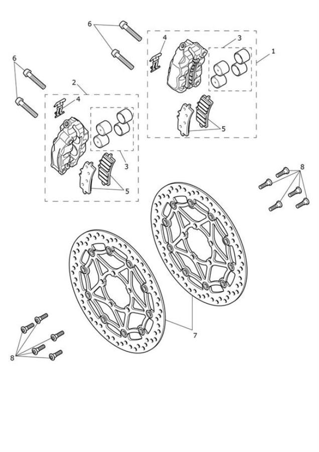 Diagram Front Brake Caliper & Discs for your 2020 Triumph Rocket 3   