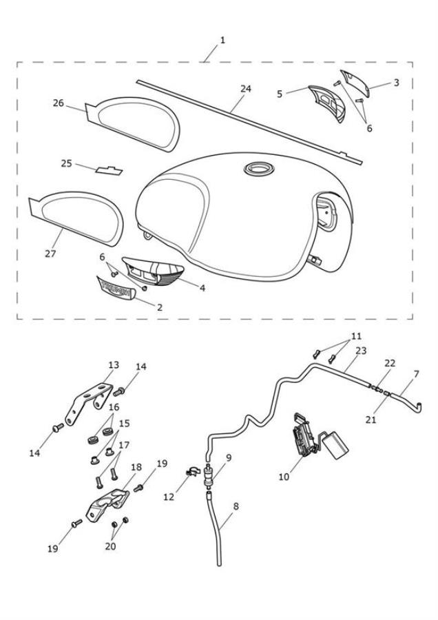 Diagram Fuel Tank - Chrome/Diablo Red for your Triumph Bonneville Speedmaster  