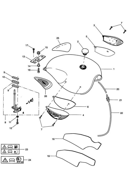 Diagram Fuel Tank and Fittings for your Triumph Adventurer  