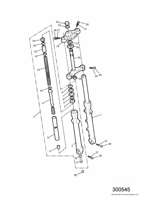 Diagram Front Forks and Yokes for your Triumph