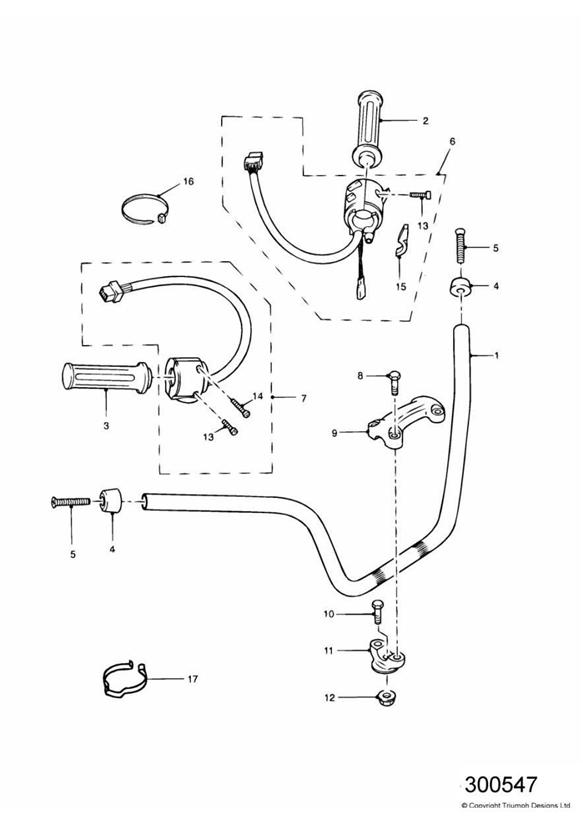 Diagram Handlebars and Switches for your Triumph Bonneville  