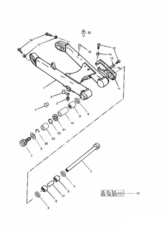 Diagram Swinging Arm 101854 + (Except 102063 to 102074 inclusive) for your Triumph Adventurer  