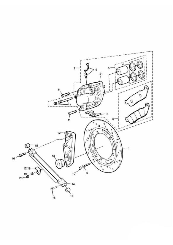 Diagram Rear Brake Disc and Caliper for your 2015 Triumph Thruxton  900 EFI 