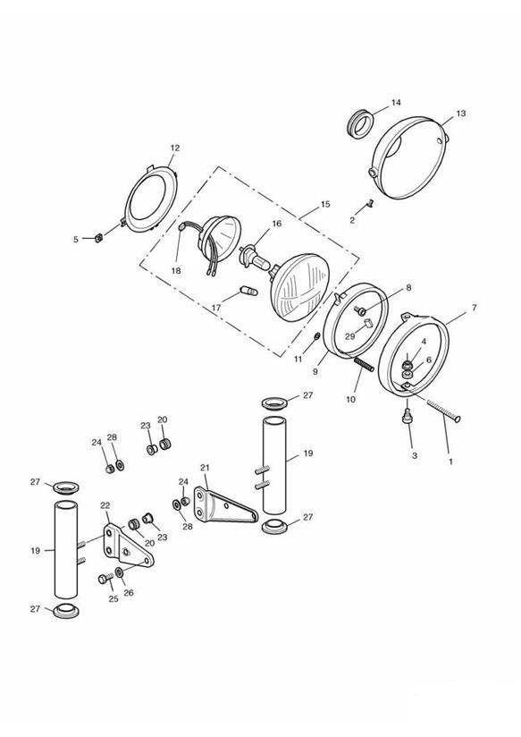 Diagram Headlight/Mountings for your 2011 Triumph Scrambler  EFI 