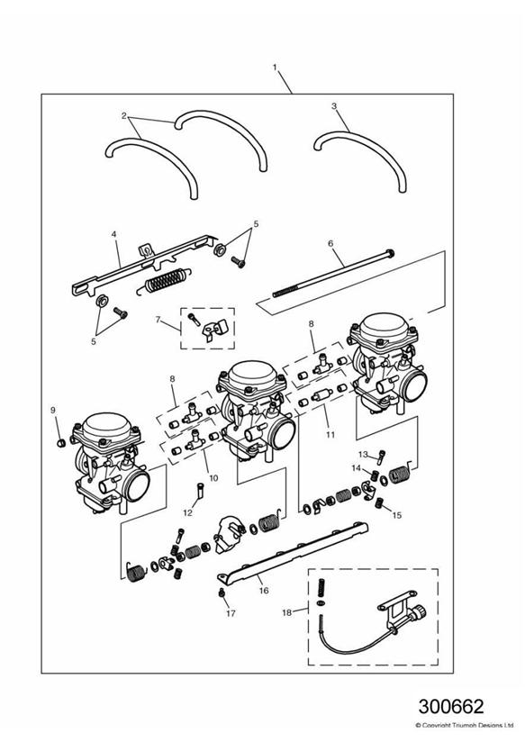 Diagram Carburettors ENG NO 62507 + for your 1997 Triumph Adventurer 71699 >  