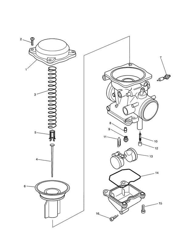 Diagram Carburettor Parts Carburettor assembly T1240670 for your Triumph
