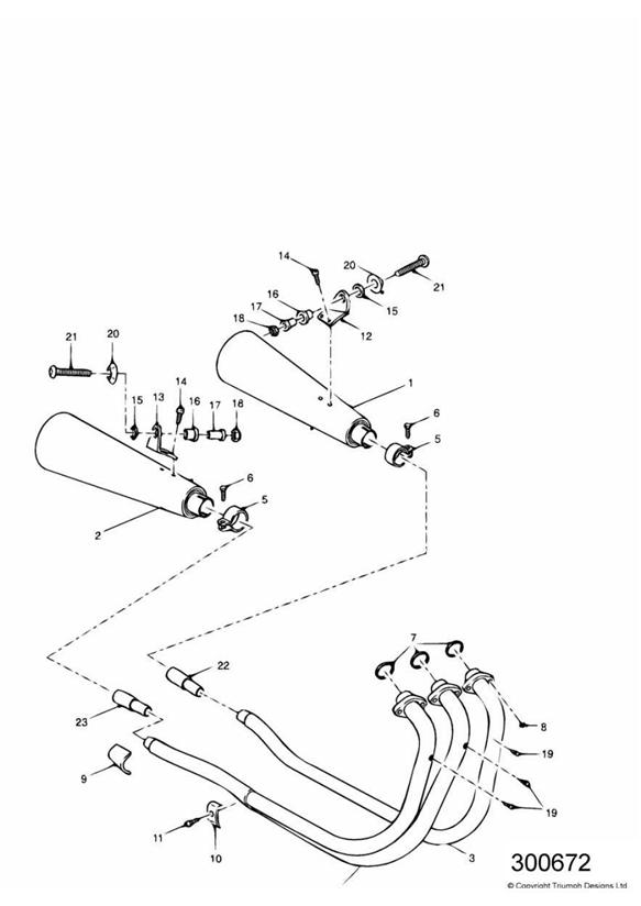 Diagram Exhaust System for your 2017 Triumph Bonneville  T100 BLACK 