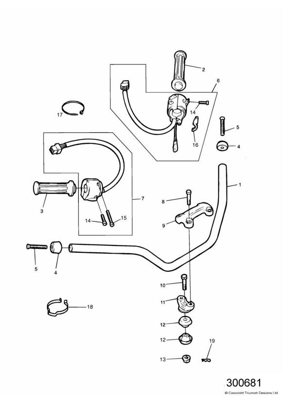 Diagram Handlebars and Switches for your 2015 Triumph Bonneville   