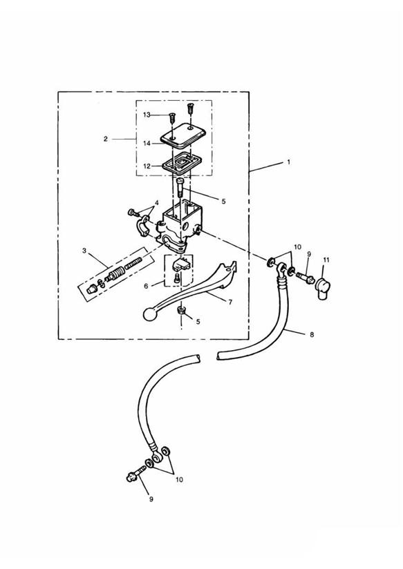 Diagram Front Brake Master Cylinder for your 2007 Triumph Bonneville  from VIN 380777/ SE 