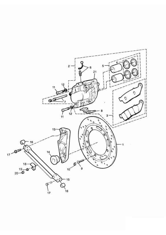 Diagram Rear Brake Disc and Caliper for your 2015 Triumph Thruxton  900 EFI 